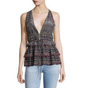 IRO Toledo Silk Tiered Ruffled Top